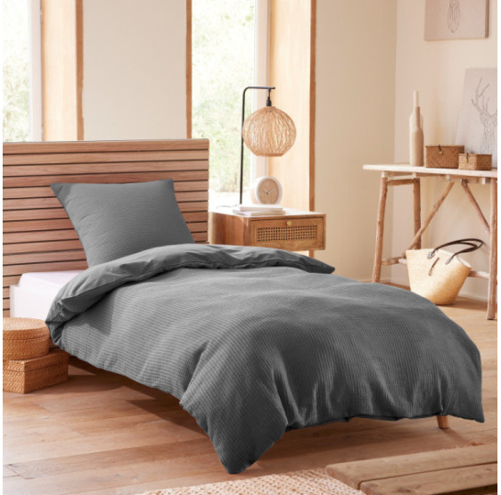 Parure de couette -NID D'ABEILLE- pour matelas 90x190