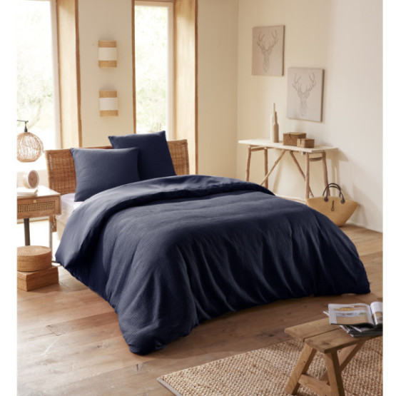 Parure de couette -NID D'ABEILLE- pour matelas en 160x200 ou 180x200