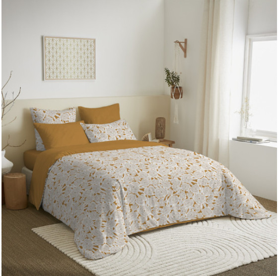 Pack Complet Housse de couette Imprimé AGATHE MOUTARDE