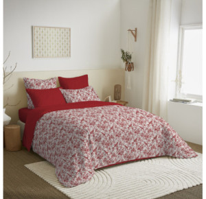 Pack Complet Housse de couette Imprimé BERANGERE ROUGE