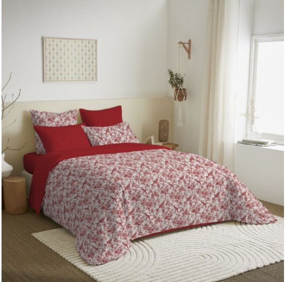Pack Complet Housse de couette Imprimé BERANGERE ROUGE