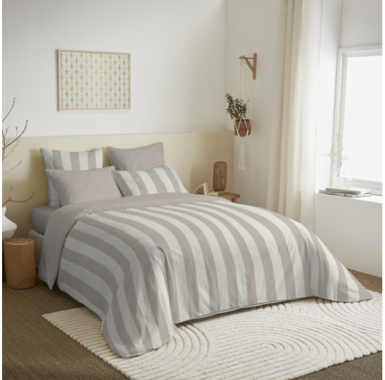 Pack Complet Housse de couette Imprimé DEAUVILLE BEIGE