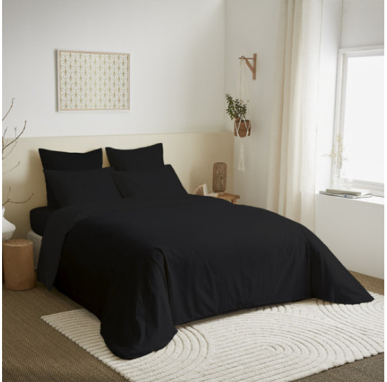 Pack Complet Housse de couette Unicolore Noir