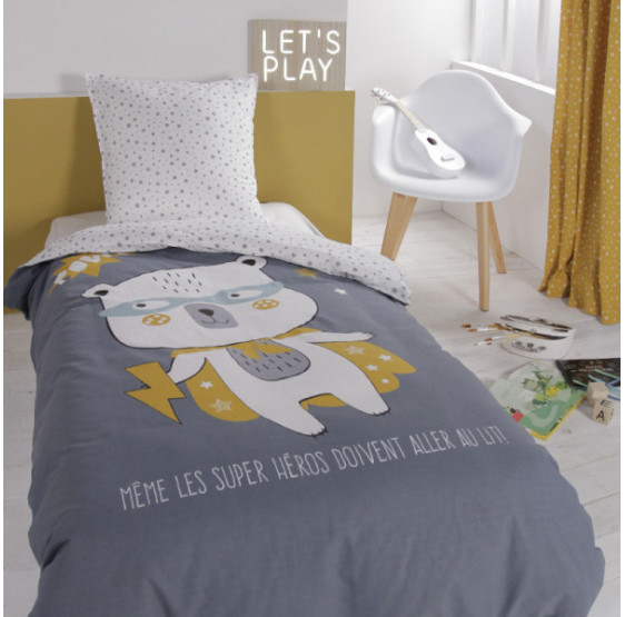Parure de Couette 2 Pieces 100% Coton 140x200 cm "Super Heros"