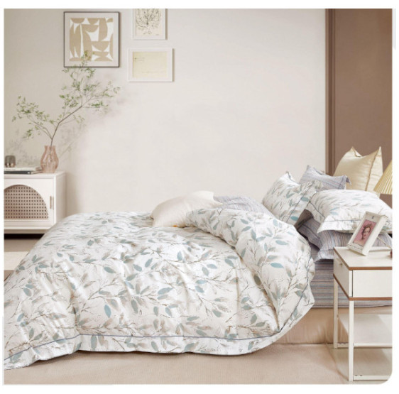 Parure de Couette Imprimé Double Face 260x240 cm + 2 Taies d'oreiller 65x65 cm Pastel Foliage