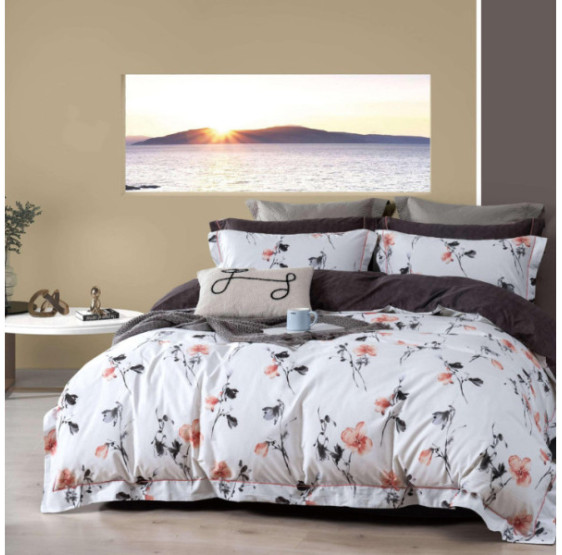 Parure de Couette Imprimé Double Face 260x240 cm + 2 Taies d'oreiller 65x65 cm Floral Bursts