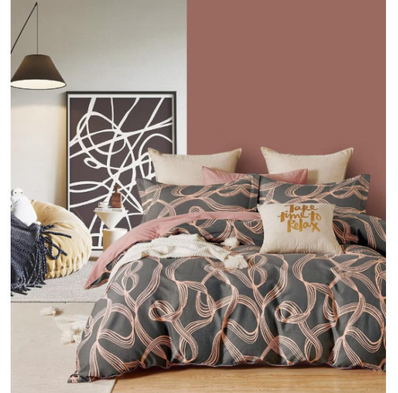 Parure de Couette Imprimé Double Face 240x220 cm + 2 Taies d'oreiller 65x65 cm Abstract Waves