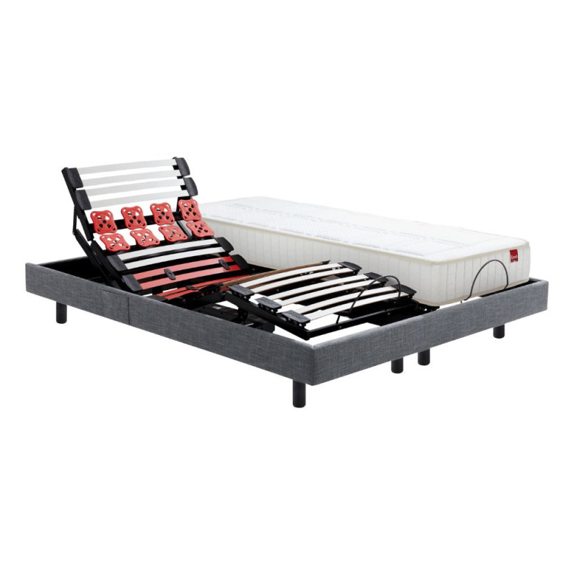 Epeda Ensemble lit électrique Matelas RessortsBALADE ÉQUILIBRÉ + sommier ESCAPADE + pieds