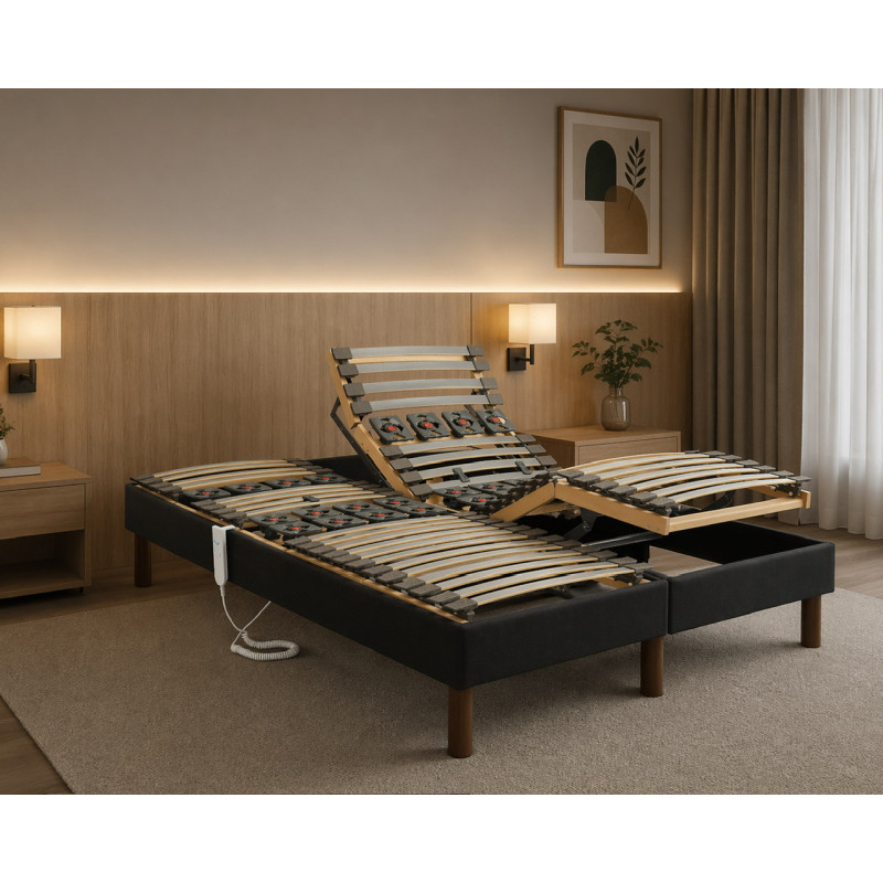 Essenzia Zen Sommier électrique Lattes et PlotsEMOTION MARRON