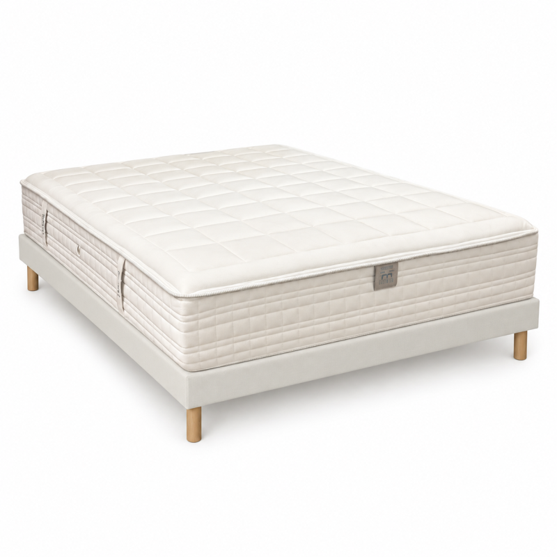 Essenzia Ensemble Matelas RessortsHERITAGE 1000 RESSORTS TRÈS FERME + Sommier tradition graphic 13cm + Pieds