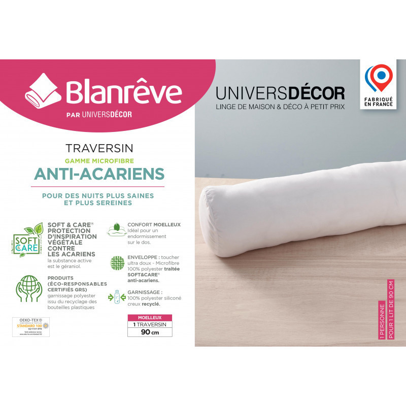Coton Pur Polochon Douceur microfibre anti-acariens