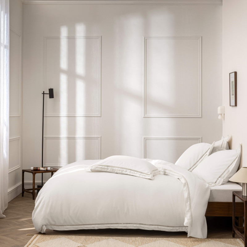 Coton Pur Parure de couette satin de coton brodé Autrefois