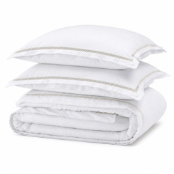 Coton Pur Parure de couette satin de coton brodé Autrefois