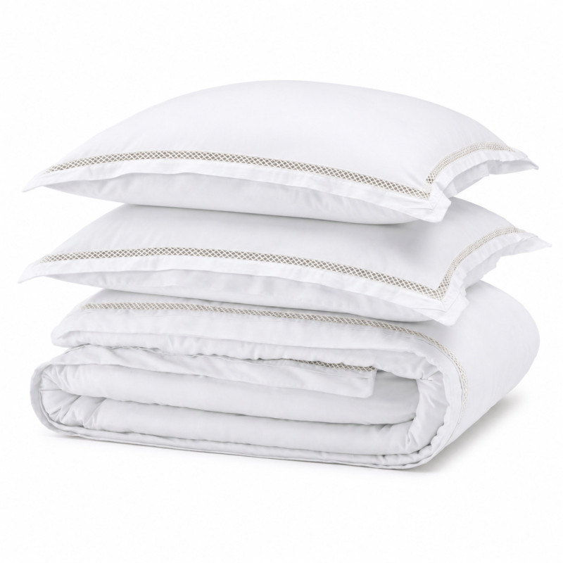Coton Pur Parure de couette satin de coton brodé Autrefois