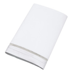 Coton Pur Drap plat satin de coton brodé Autrefois