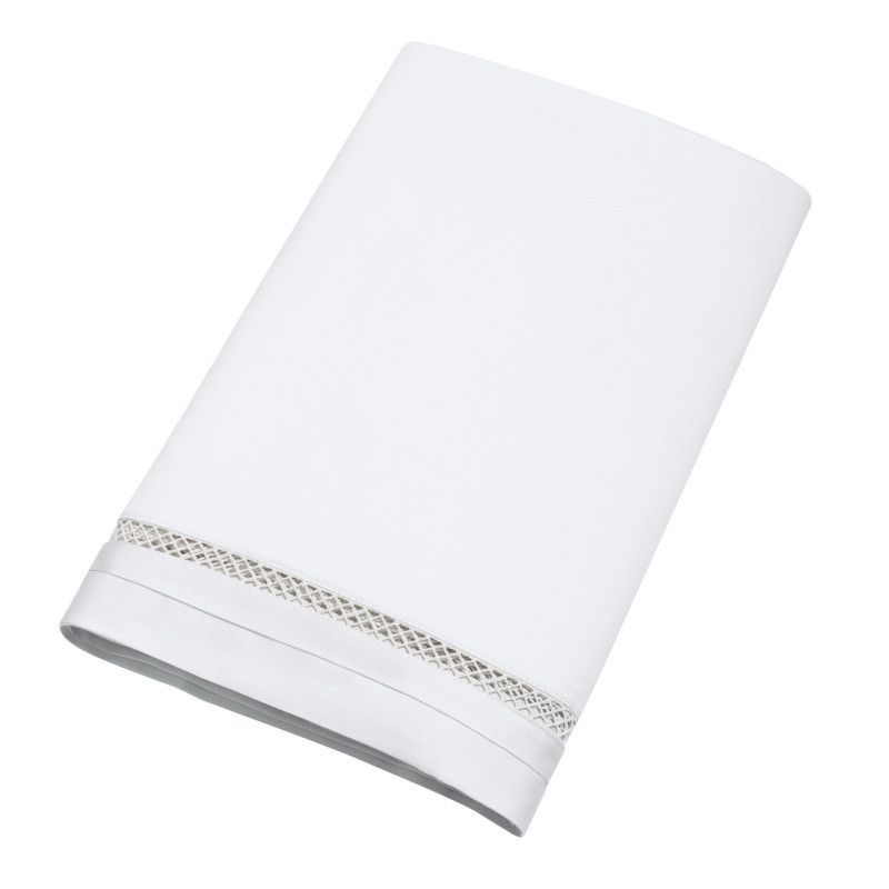 Coton Pur Drap plat satin de coton brodé Autrefois