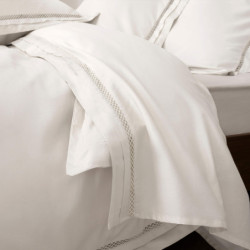 Coton Pur Drap plat satin de coton brodé Autrefois