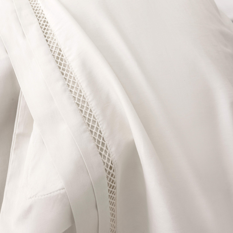 Coton Pur Drap plat satin de coton brodé Autrefois