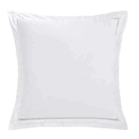 Taie d'oreiller – Satin de coton 120 fils brodé – Autrefois Neige 65x65