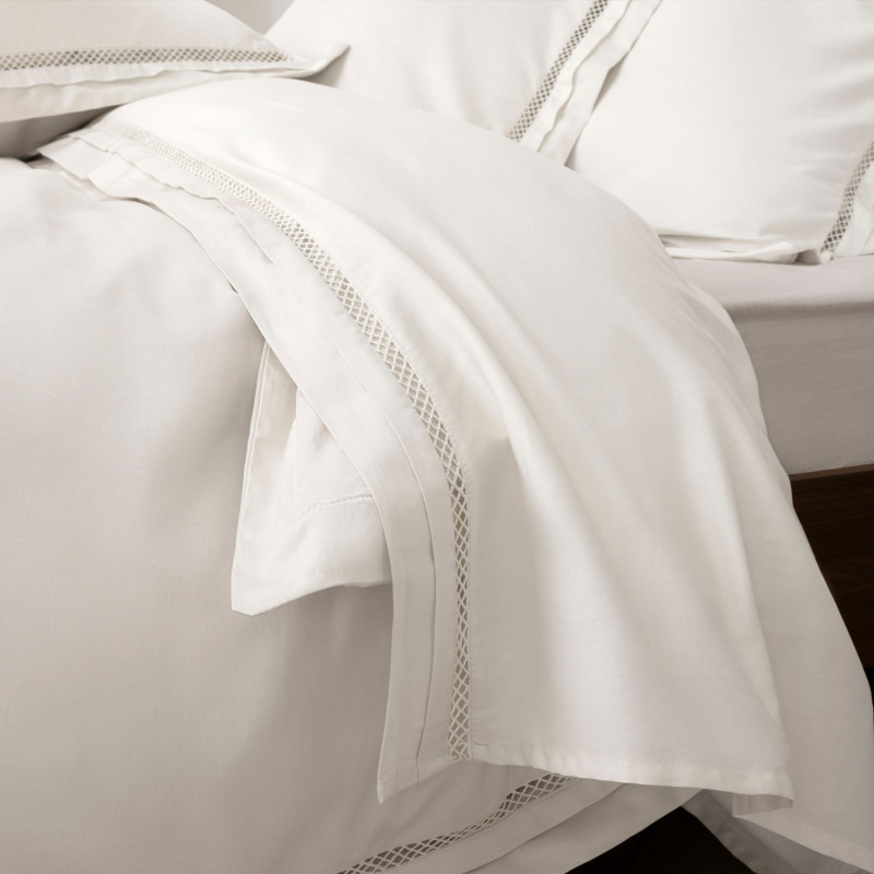Coton Pur Taie d'oreiller satin de coton brodée Autrefois