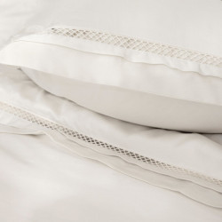 Coton Pur Taie d'oreiller satin de coton brodée Autrefois