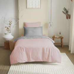 Coton Pur Pack housse de couette et drap housse bicolore 100 % coton