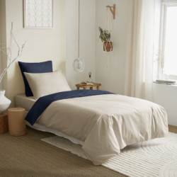 Coton Pur Pack housse de couette et drap housse bicolore 100 % coton