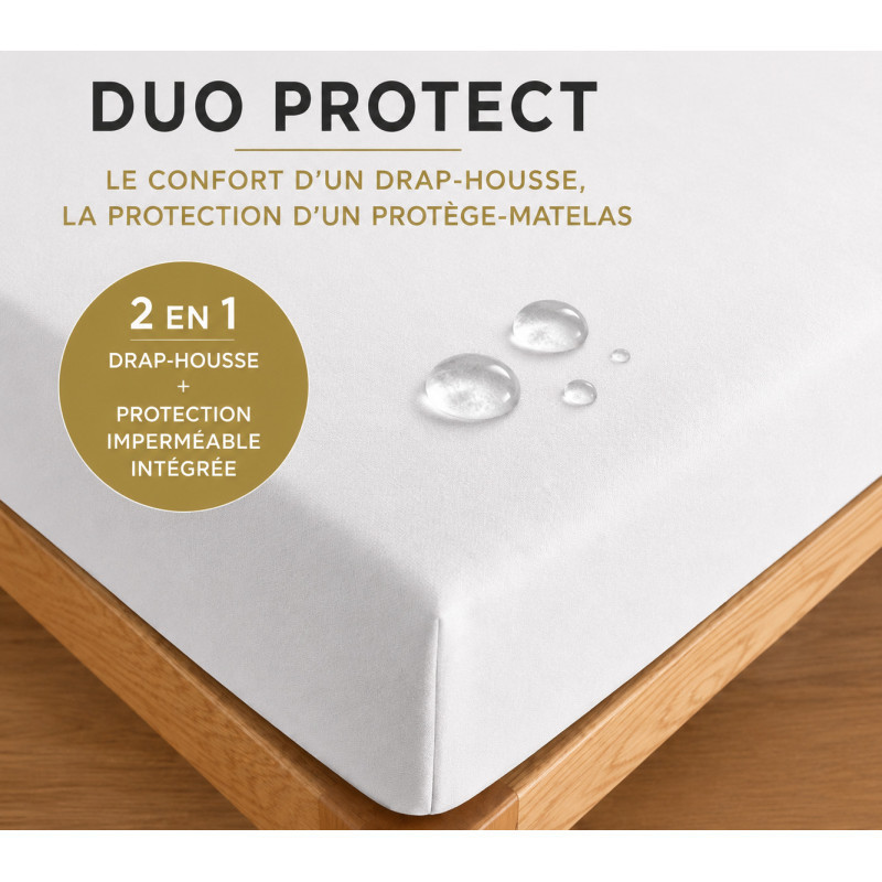 Coton Pur Drap housse imperméable en coton Duo Protect
