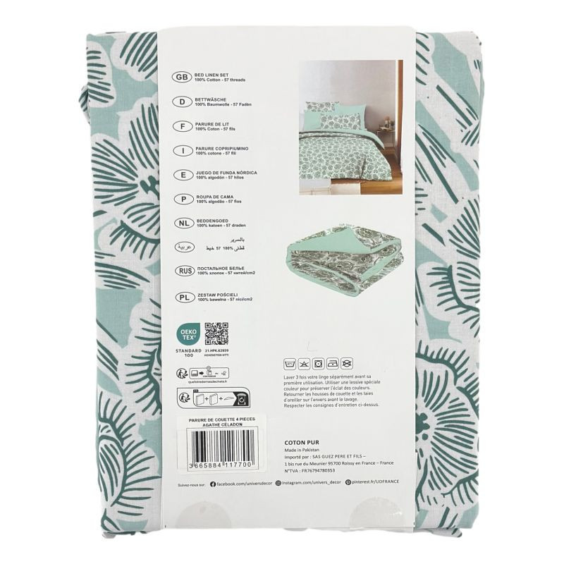Coton Pur Pack housse de couette et drap housse imprimé 100 % coton – bonnet 25 cm
