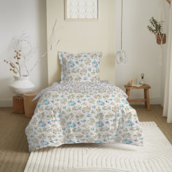 Coton Pur Parure de couette réversible 1 personne 100 % coton