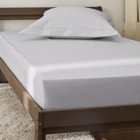 Drap housse Percale Pur Coton Peigné Longues Fibres 80 Fils/cm² Perle 90x190
