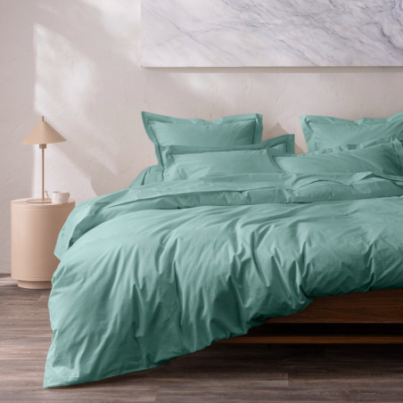 Taie d'oreiller Percale Pur Coton Peigné Longues Fibres 80 Fils/cm² Celadon 50x70