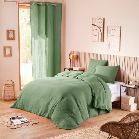 Parure de Couette Gaze de Coton Olive 260x240