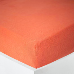Drap housse Gaze de Coton Terracotta 90x190