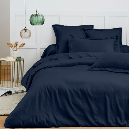 Housse de couette 100% Coton Bleu Nuit 240x220