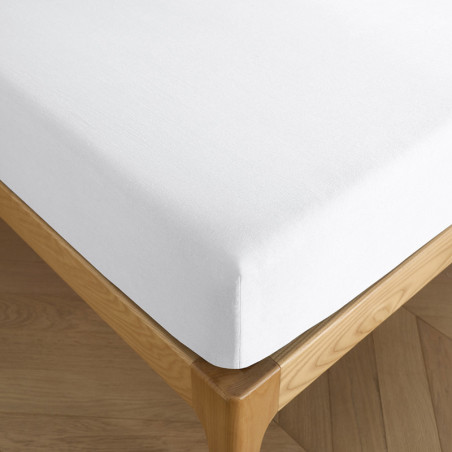 Drap housse 100% Coton Neige 90 x 190 + 30