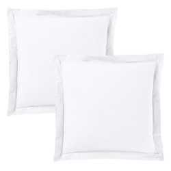 Coton Pur Taie d'oreiller 100 % coton à volant plat piqué