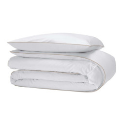 Coton Pur Parure de couette percale de coton à passepoil Solstice