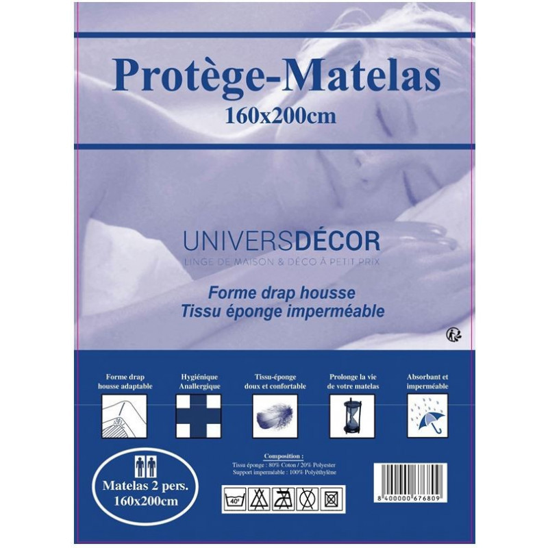 Coton Pur Protège-matelas éponge imperméable anti-acariens