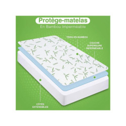 Coton Pur Protège-matelas imperméable bambou