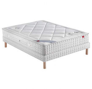 VELOURS + Sommier Confort Medium + Pieds